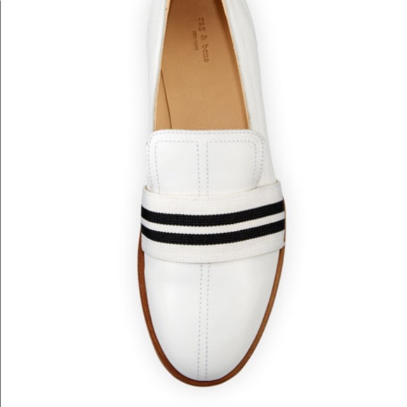Rag&Bone Amber Striped-Web Leather Loafer Color-White/Black Size-11/41 NWT - Picture 12 of 16